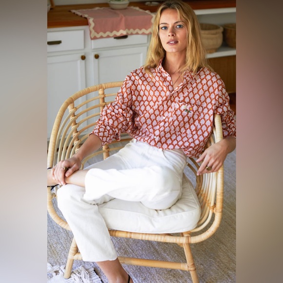 Emerson Fry Orange and White Patterned Blouse - Picture 4 of 16